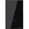 ITEAD SONOFF T3US2C-TX. Interruttore a parete Nero touch Wifi serie TX US a 2 tasti