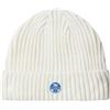 North Sails Beanie Marshmallow Berretto Risvolto Bianco Logo Front Nero Uomo