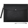 Wonderpool A4 Cartelle Portadocumenti Busta in PU Pelle Alta Capacità Multifunzione portafoglio per carta Lettera Cancelleria Organizer e Custodia per tablet Custodia per PC (Nero)