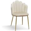 PAZZO DESIGN Sedia Sissi Panna set da 4 in velluto e gambe in metallo