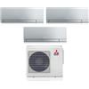 Mitsubishi Electric Climatizzatore Condizionatore MITSUBISHI ELECTRIC Trial Split 7+7+9 serie KIRIGAMINE ZEN SILVER MSZ-EF Inverter con MXZ-3F54VF WI-FI INTEGRATO R-32 7000+7000+9000 A+++/A++