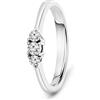 MIORE Anello Donna Trilogy con Diamanti taglio Brillante Ct. 0.15 in Oro Bianco 18 Kt 750, Anello realizzato a mano da maestri Orafi di Valenza PO