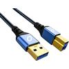 OEHLBACH USB Plus B3 - Cavo USB 3.0 per stampante, cavo audio da tipo A a tipo B, rivestimento in PVC, OFC, blu/nero, 50 cm