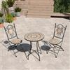 DEGHI Set bistrot 2 sedie e tavolo Ã˜ 60 cm con decorazione mosaico a stella toni caldi - Otranto