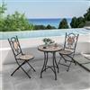 DEGHI Set bistrot 2 sedie e tavolo Ã˜ 60 cm con decorazione mosaico a stella toni freddi - Otranto