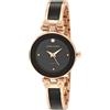 Anne Klein - Orologio da donna a bracciale rigido, con quadrante con vero diamante, Nero