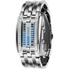 TONSHEN Binario Orologio da Polso Uomo Donna Blu LED LuminositàDesign Unico Moda Argento Acciaio Inossidabile Sportivo Orologio (Donna)