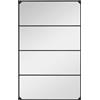 HOMCOM Specchio da Parete in Stile Industriale con 4 Ganci e Vetro Multistrato, Specchio a Muro in Vetro, Metallo e MDF, 109x2x69 cm, Nero