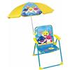 Fun House Baby Shark Sedia Pieghevole Camping Dimensioni: H.38,5 XL.38,5 x P.37,5 cm + OMBRELLONE Ø 65 CM per Bambino, Multicolore