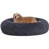 HMTOPE Letto ortopedico per cani Cuscino rotondo per cani Divano per gatti Ciambella accogliente per cani Cesto lavabile, 120 cm Ø, grigio scuro