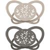 nip - Butterfly | 0-6 mesi | Confezione da 2 pezzi | Ciuccio adatto all'allattamento e adatto ai denti con scatola ciuccio. Ciuccio sostenibile con morbido tettarella in silicone, marrone/beige