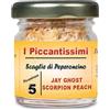 I Piccantissimi - JAY'S GHOST SCORPION PEACH peperoncino piccantissimo in vasetto da (13gr) - Scaglie di Peperoncino piccante a lunga conservazione - peperoncino coltivato in Italia (1.400.000 SHU)