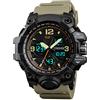 TONSHEN Sportivo Orologio da Uomo Analogico Quarzo LED Elettronico Doppio Tempo Allarme Cronometro Plastica e Gomma 50M Impermeabile Outdoor Militare Digitale Orologi da Polso (Giallo)