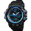 TONSHEN Sportivo Orologio da Uomo Analogico Quarzo LED Elettronico Doppio Tempo Allarme Cronometro Plastica e Gomma 50M Impermeabile Outdoor Militare Digitale Orologi da Polso (Blu)