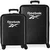 Reebok Roxbury Set Valigia Nero 55/70 cm ABS Rigido Chiusura TSA Integrata 119.4L 6 kg 4 Doppie Ruote Bagaglio a Mano