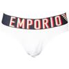 Emporio Armani Slip Uomo Mutanda Elastico a Vista Cotone Elasticizzato Underwear Articolo 110814 4R516 Brief, 00010 Bianco - White, L