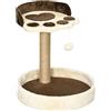PawHut Albero Tiragraffi per Gatti da 5kg con Lettini e Pallina, Palestra per Gatti con Rivestimento in Peluche e Corda di Juta, 41x41x44 cm, Marrone e Beige