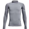 Under Armour Boys' HeatGear Armour Mock Long Sleeve T-Shirt, Acciaio/Nero (035), 10 Anni Bambino