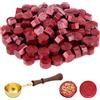 ASTARON 100 Pezzi Perline di Ceralacca per Timbro Sigillo di Cera, Kit Sigillo di Cera Ottagonale con 1 Cucchiaio per Sciogliere Cera per Inviti Biglietti Buste Confezioni di Vino Confezioni Regalo