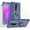 JOYTAG compatibile per cover Xiaomi Mi 9T/MI 9T Pro Blu Custodia con Pellicola Protettiva Vetro Temperato