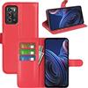 Fertuo Cover per ZTE Blade V40 Vita/Blade A72 4G, Custodia Portafoglio Cover a Libro in Pelle Flip Case con Silicone Bumper, Fibbia Magnetica, Porta Carte, Kickstand, per ZTE Blade A72 4G, Rosso