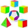 Coolzon Set di 6 Cubi Magici di Velocità, Set di 6 Cubi Magici di Velocità 2x2x2 3x3x3 4x4x4 Pyraminx Megaminx Skewb Cubi Magici Senza Adesivo Puzzle Cubo Giocattolo per Bambini e Adulti