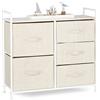 Relaxdays Mobiletto con 5 Cassetti, Mobile Cassettiera, in Tessuto, Acciaio e Legno MDF, HLP: 77,5 x 83 x 29 cm, Beige