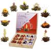 Creano Fiori di tè di Creano set da regalo in scatola di legno, 12 Fior di tè 12 con 9 gusti | Tè bianco & Tè nero