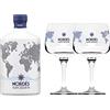 Nordés Gin Nordés - Atlantic Galician Gin - Bottiglia In Ceramica Con Due Bicchieri In Vetro - 70 cl - 40° Vol