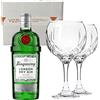 Generico Tanqueray London Dry Gin 43,1% Vol. 700 ml - Due Bicchieri In Vetro Borgonovo 620 ml