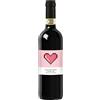 Bottle-Up Chianti DOCG, bottiglia con etichetta personalizzata originale. Idea regalo per San Valentino, bomboniere, anniversario di fidanzamento e di matrimonio (0,75L, Cuore Pixel)