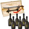 Yeseatis - Sciabola del Sommelier Manico Bronzo con 6 Bottiglie di Spumante Extra Dry Abbazia