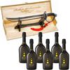 Yeseatis - Sciabola del Sommelier Manico Acciaio con 6 Bottiglie di Spumante Extra Dry Abbazia