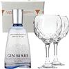 Generico Gin Mare Premium Mediterranean Gin 42,7% Vol. 1000 ml - Due Bicchieri In Vetro Borgonovo 620 ml