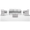 BICA s.p.a. LINEA RATTAN BIANCO SET VENEZIA 3, 2 POLTRONE, 1 SOFA 3 POSTI E TAVOLINO