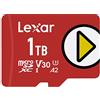 Lexar PLAY Micro SD 1 TB, Scheda microSDXC UHS-I, Lettura Fino a 160MB/s, U3/V30/A2/C10 Scheda TF Compatibile con Nintendo Switch/Dispositivi di Gioco Portatili/Smartphone/Tablet (LMSPLAY001T-BNNAG)
