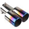 ETOPARS 62mm Tubo di Scarico Auto Universale Terminale di Scarico Tubo di Punta del Silenziatore di Scarico Acciaio Inossidabile Uscita Doppia Dritto Blu