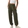 Greensen Pantaloni da Donna Traspiranti in Vita Elastica Pantaloni Lunghi con Fascia alla Caviglia di Colore Puro Pantaloni Casual Larghi Pantaloni Sportivi Morbidi da Tuta(M-Army Green)