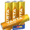 VARTA Longlife Batterie AAA Micro LR03 (pacco da 4) Batteria alcaline - Made in Germany - ideali per telecomandi, radio, sveglie e orologi