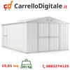 Box in Acciaio Zincato Casetta da Giardino in Lamiera 3.27 x 4.59 m x h2.15 m - 201 KG - 15,01 metri quadri - BIANCO