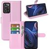 JIUNINE Cover per ZTE Blade A72 4G / ZTE Blade V40 Vita, Custodia Libro in Pelle Sintetica Portafoglio Case Flip Antiurto [Slot per Schede] [Chiusura Magnetica] per ZTE Blade V40 Vita, Rosa