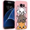 ZhuoFan Cover per Samsung Galaxy S7, Custodia Cover Silicone Rosa con Disegni Ultra Slim TPU Morbido Antiurto 3D Cartoon Bumper Case Protettiva per Samsung Galaxy S7, 3 Cat