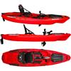 BIG MAMA KAYAK A PEDALI TRIKEN 330 - CANOA MONOPOSTO FISHING CON 4 PORTACANNE, 2 GAVONI, TIMONE, SISTEMA DI PEDALI, SEDILE RIALZATO, 11 BARRE DI SCORRIMENTO ver. scafo rosso