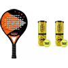 Dunlop Pack Racchetta Padel Rapid Control 2.0 Dunlop Cod.10312151 + 2 Tubi Palline (6 Pz) Cod.601385