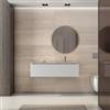 DEGHI Mobile bagno sospeso 120 cm bianco opaco cannettato con lavabo grigio effetto pietra dx e specchio - Deck