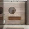 DEGHI Mobile bagno sospeso 120 cm noce maior cannettato con lavabo grigio effetto pietra sx e specchio - Deck