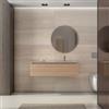 DEGHI Mobile bagno sospeso 120 cm rovere portofino cannettato con lavabo grigio effetto pietra dx e specchio - Deck
