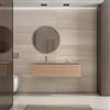 DEGHI Mobile bagno sospeso 120 cm rovere portofino cannettato con lavabo grigio effetto pietra sx e specchio - Deck