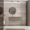 DEGHI Mobile bagno sospeso 120 cm cannettato tortora con lavabo grigio effetto pietra sx e specchio - Deck