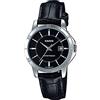 Casio LTP-V004L-1A Women's Silver Tone Leather Band Black Dial Date Dress Watch